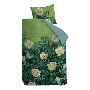 Parure de lit Wild Roses Satin - Vert océan - 140 x 200/220 cm + oreiller 70 x 60 cm