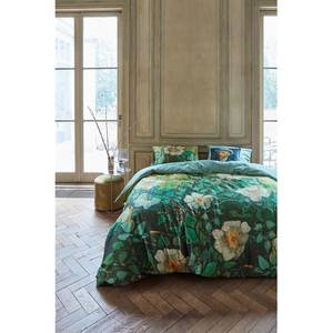 Parure de lit Wild Roses Satin - Vert océan - 155 x 220 cm + oreiller 80 x 80 cm