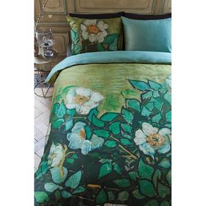 Parure de lit Wild Roses Satin - Vert océan - 155 x 220 cm + oreiller 80 x 80 cm