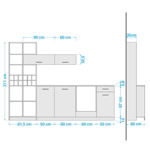 Küchenzeile Casais (8-teilig) Ohne Elektrogeräte - Weiß / Silbereiche Dekor