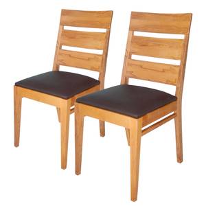 Chaises Kinka (lot de 2) Duramen de hêtre massif - Marron foncé - Duramen de hêtre