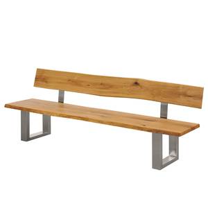 Banc Oakville II Chêne sauvage massif / Acier - Chêne sauvage / Acier inoxydable - Largeur : 200 cm