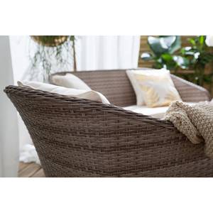 Gartensitzgruppe Woodley (4-teilig) Braun - Weiß - Metall - Polyrattan - Textil - Holz teilmassiv