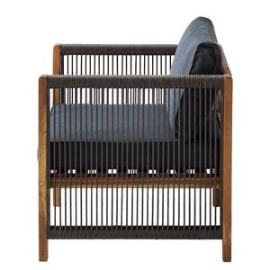 Loungeset Bayton 4-teilig Webstoff / Akazie massiv - Grau / Braun - Grau / Braun