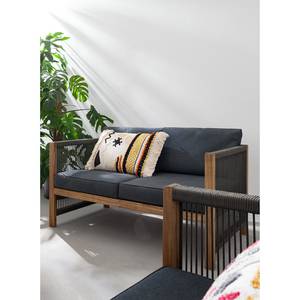 Loungeset Bayton 4-teilig Webstoff / Akazie massiv - Grau / Braun - Grau / Braun