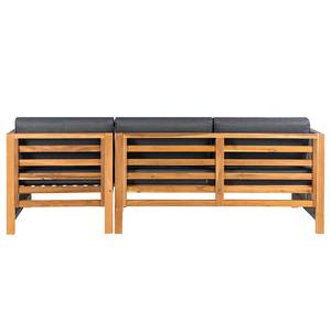 Loungeset Bayton 3-teilig Webstoff / Akazie massiv - Grau / Braun - Grau / Braun