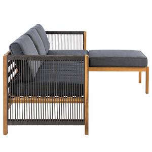 Loungeset Bayton 3-teilig Webstoff / Akazie massiv - Grau / Braun - Grau / Braun