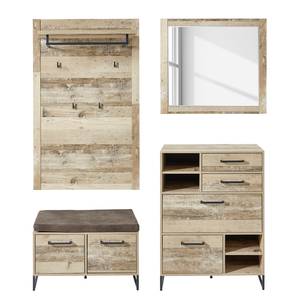 Garderobeset Mooca III (4-delig) lichte San Remo eikenhouten look/antracietkleurig