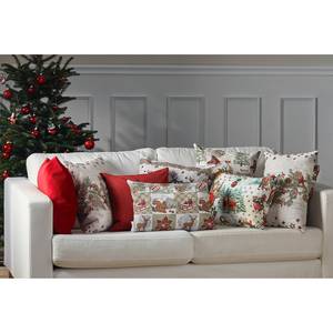 Housse de coussin 1534 Tissu mélangé - Naturel / Vert / Rouge