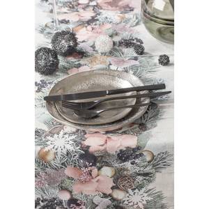 Tischläufer 1507 Baumwollstoff - Grau / Rose