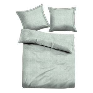Parure de lit Uni Melange Étoffe de coton - Gris menthe - 155 x 220 cm + oreiller 80 x 80 cm