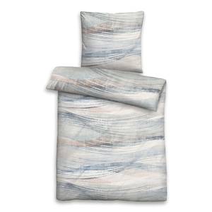 Parure de lit Waves Étoffe de coton - Couleur pastel abricot / Menthe - 155 x 220 cm + oreiller 80 x 80 cm