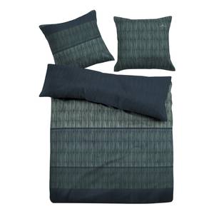 Parure de lit réversible Coz Étoffe de coton - Bleu foncé - 155 x 220 cm + oreiller 80 x 80 cm