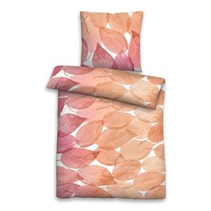Parure de lit feuillage Étoffe de coton - Orange - 155 x 220 cm + oreiller 80 x 80 cm