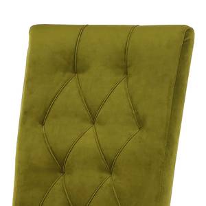 Chaise capitonnée Selda III Velours / Hêtre massif - Noir vieilli - Vert olive