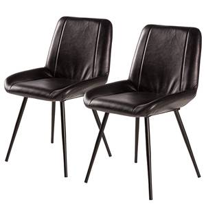 Chaises Wray (lot de 2) Cuir / Métal - Noir vintage / Noir