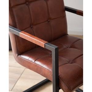 Chaise cantilever Trion Cuir / Métal - Cognac vintage / Noir