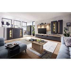 Tv-meubel Parolin II mat grijs/eikenhouten look - Donkergrijs