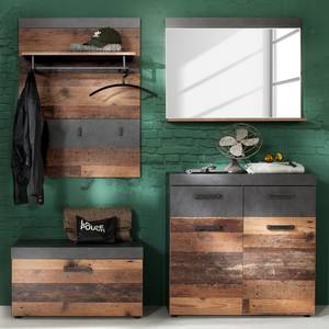 Garderobeset Indy II (4-delig) oude houten look/antracietkleurig