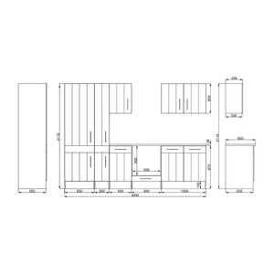 Küchenzeile Sierre VII Mit Elektrogeräten - Lärche Weiß Dekor / Wildeiche Dekor - 300 cm