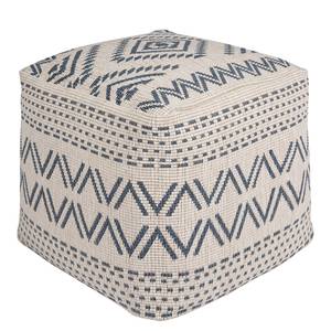 Pouf Sahara Textil - Creme / Marineblau - 48 x 48 cm