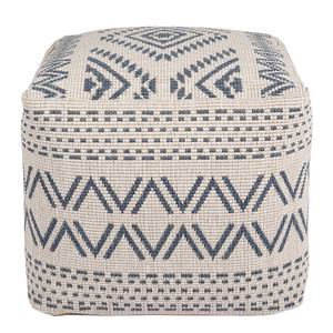 Pouf Sahara Tissu - Crème / Bleu marine - 48 x 48 cm