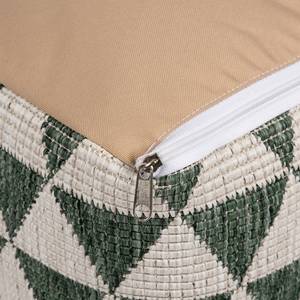 Poef Kalahari textiel - Crème/Donkergroen - 48 x 48 cm