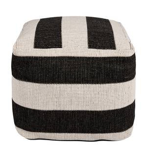 Pouf Gobi Tissu - Noir / Crème - 48 x 48 cm