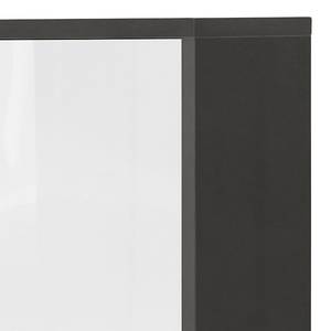 Armoire de bureau Buzy Anthracite / Blanc brillant - Blanc brillant / anthracite - Hauteur : 111 cm