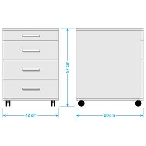 Rollcontainer Arcon Trüffeleiche Dekor / Hochglanz Weiß