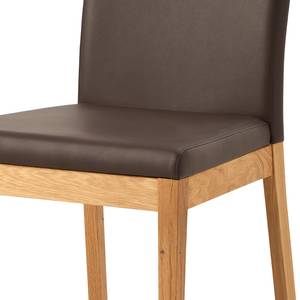 Eetkamerstoelen Palma (set van 2) geweven stof/massief wild eikenhout - Bruin