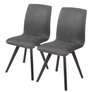 Chaises Karla II (lot de 2) Imitation cuir / Hêtre verni - Anthracite