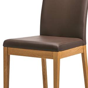 Eetkamerstoelen Nora (set van 2) echt leer/massief wild eikenhout - Bruin