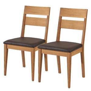 Chaises Filippa II (lot de 2) Tissu / Chêne sauvage massif - Marron