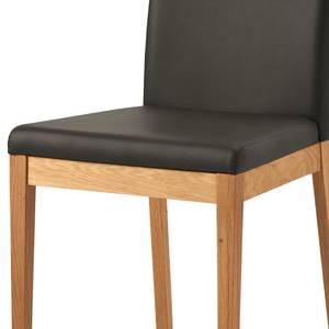 Eetkamerstoelen Palma (set van 2) geweven stof/massief wild eikenhout - Antraciet