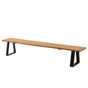 Banc Oviedo IV Chêne sauvage massif / Chêne sauvage - Chêne sauvage / Noir - Largeur : 220 cm