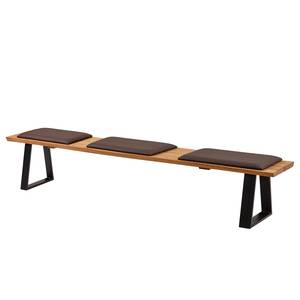 Banc Oviedo IV Chêne sauvage massif / Chêne sauvage - Chêne sauvage / Noir - Largeur : 220 cm