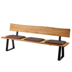 Banc avec dossier Oviedo IV Chêne sauvage massif / Métal - Chêne sauvage / Noir - Largeur : 180 cm