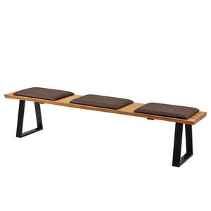 Banc Oviedo IV Chêne sauvage massif / Chêne sauvage - Chêne sauvage / Noir - Largeur : 180 cm