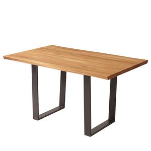 Eettafel Oviedo IV massief wild eikenhout/metaal - wild eikenhout/zwart - 140 x 90 cm