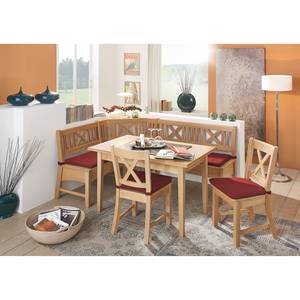 Salle à manger complète Bodensee (4 él.) Tissu / Partiellement en hêtre massif - Rouge Bordeaux - Avec coussin d’assise