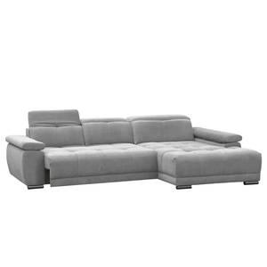 Ecksofa Limeria Microfaser - Lichtgrau - Longchair davorstehend rechts