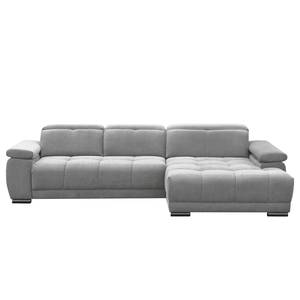 Ecksofa Limeria Microfaser - Lichtgrau - Longchair davorstehend rechts