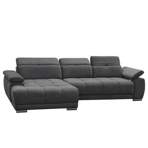 Ecksofa Limeria Microfaser - Dunkelgrau - Longchair davorstehend links