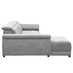 Ecksofa Limeria Microfaser - Lichtgrau - Longchair davorstehend links