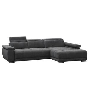 Ecksofa Limeria Microfaser - Dunkelgrau - Longchair davorstehend rechts