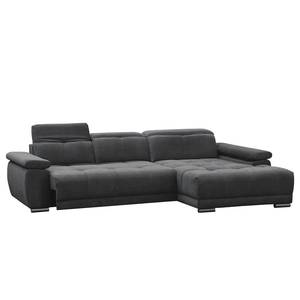 Ecksofa Limeria Microfaser - Dunkelgrau - Longchair davorstehend rechts