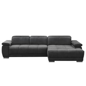 Ecksofa Limeria Microfaser - Dunkelgrau - Longchair davorstehend rechts