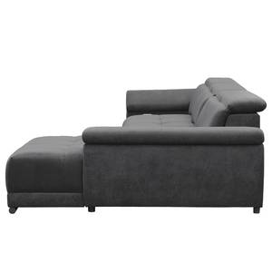 Ecksofa Limeria Microfaser - Dunkelgrau - Longchair davorstehend rechts