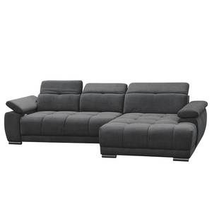 Ecksofa Limeria Microfaser - Dunkelgrau - Longchair davorstehend rechts